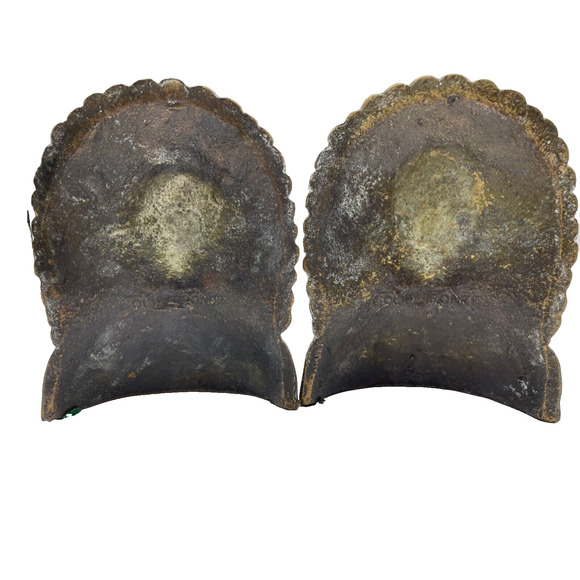 Vintage Indian Native American Chief Stamped "SOLID BRONZE" Bookends Set of 2 - Picture 10 of 16
